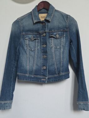 PAIGE Women's Blue Washed Denim Jacket Size XS